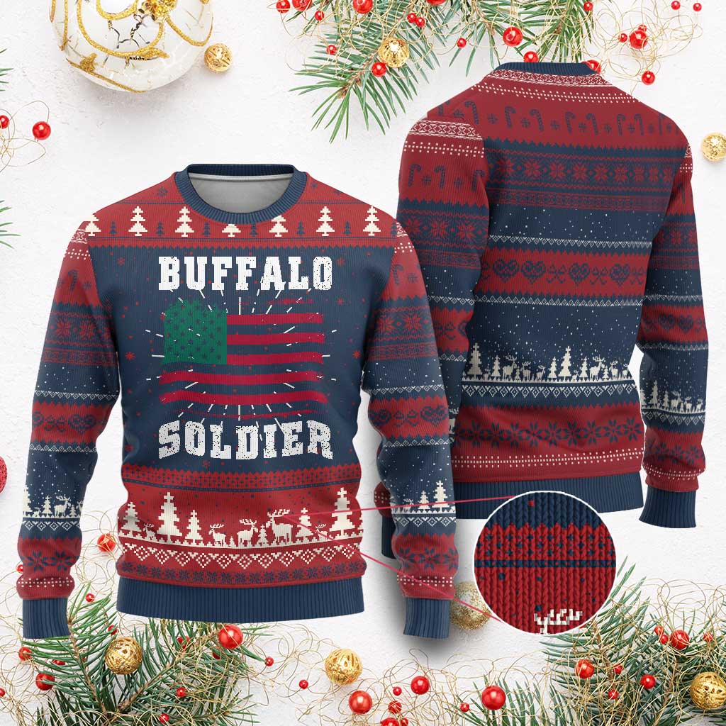 Buffalo Soldiers Ugly Christmas Sweater African American Cavalry Black History