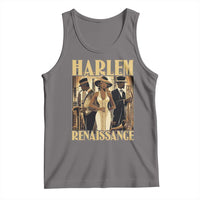 Dark gray sleeveless tank top with Harlem Renaissance graphic front print