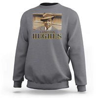Charcoal gray sweatshirt with “Langston Hughes” portrait graphic on the front.