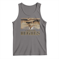 Dark heather tank top with Langston Hughes graphic front
