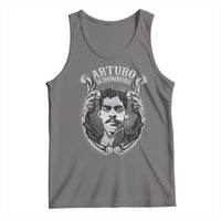 Dark gray Arturo Schomburg tank top with front portrait graphic