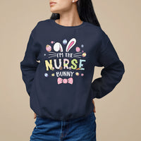 Navy crewneck sweatshirt with 'I'm the Nurse Bunny' easter bunny graphic