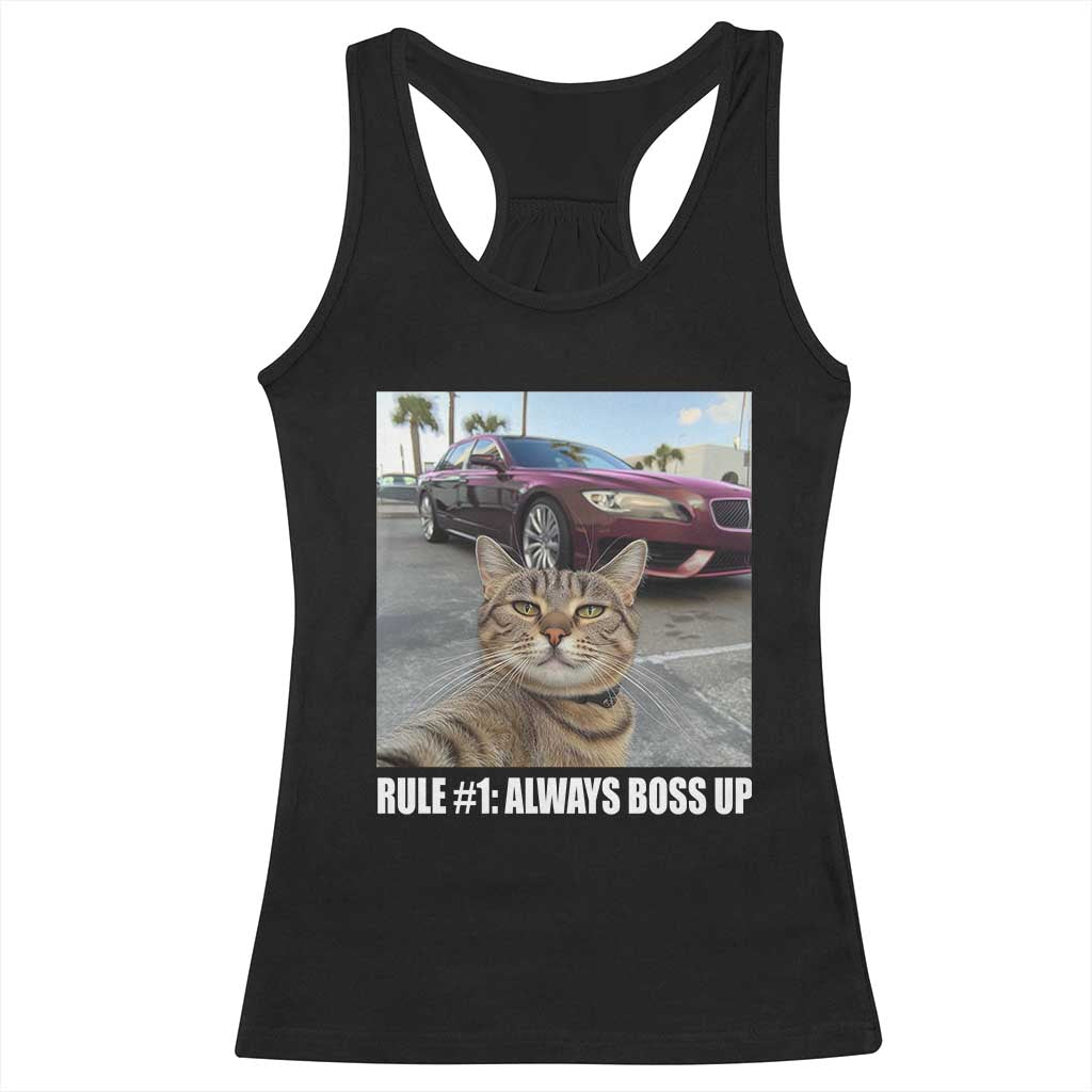 Funny Cat Meme Racerback Tank Top Rule No.1 Always Boss Up