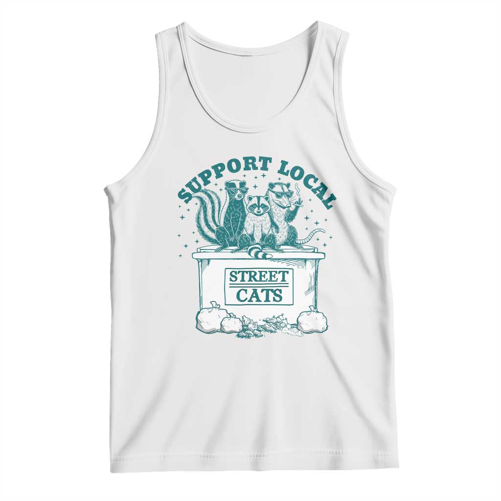 Funny Support Local Street Cat Tank Top Raccoon Opossum Skunk Garbage Crew