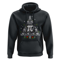 Black Christmas math teacher hoodie with pi symbol Christmas tree graphic