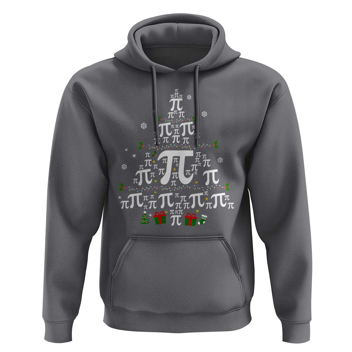 Charcoal Christmas math teacher hoodie with pi symbol Christmas tree graphic