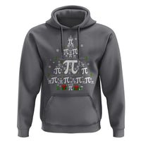 Charcoal Christmas math teacher hoodie with pi symbol Christmas tree graphic