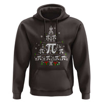 Dark chocolate Christmas math teacher hoodie with pi symbol Christmas tree graphic