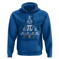 Royal blue Christmas math teacher hoodie with pi symbol Christmas tree graphic