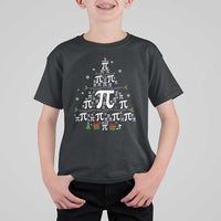 Kids' graphic math T-shirt in black with Christmas pi tree design