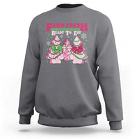 Charcoal crewneck sweatshirt with holiday farm fresh cake graphic, long sleeves