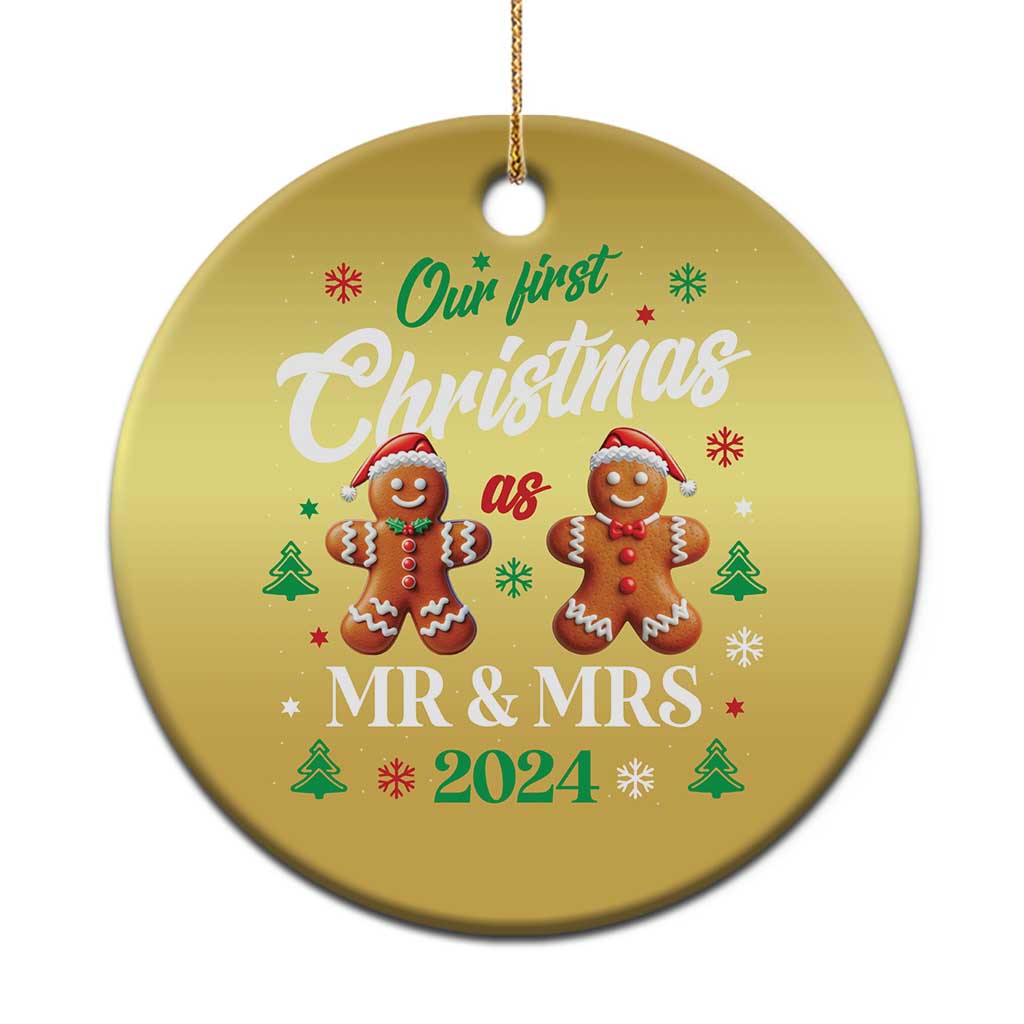 Our First Christmas As Mr Mrs 2024 Christmas Ornament Cute Gingerbread Couple - Wonder Print Shop