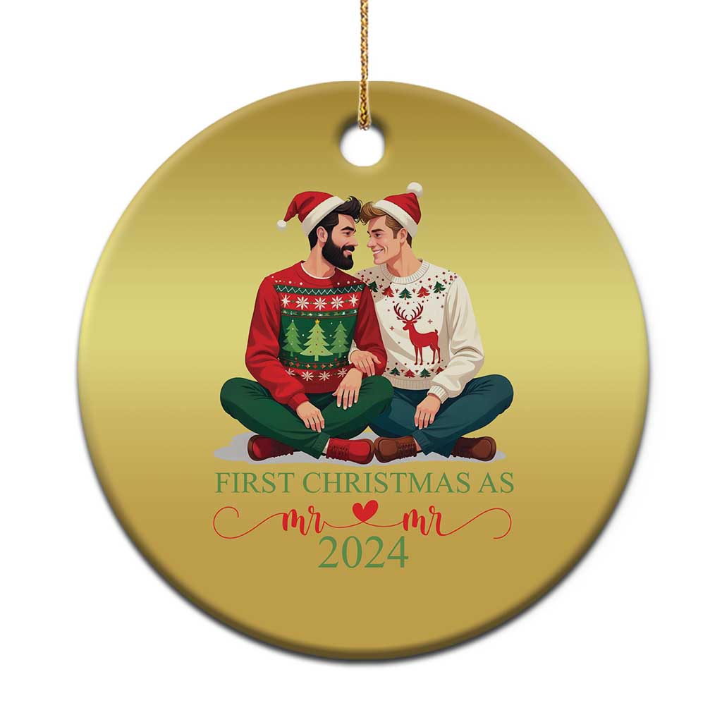 Our First Christmas As Mr Mr 2024 Christmas Ornament LGBT Gay Couple Xmas - Wonder Print Shop