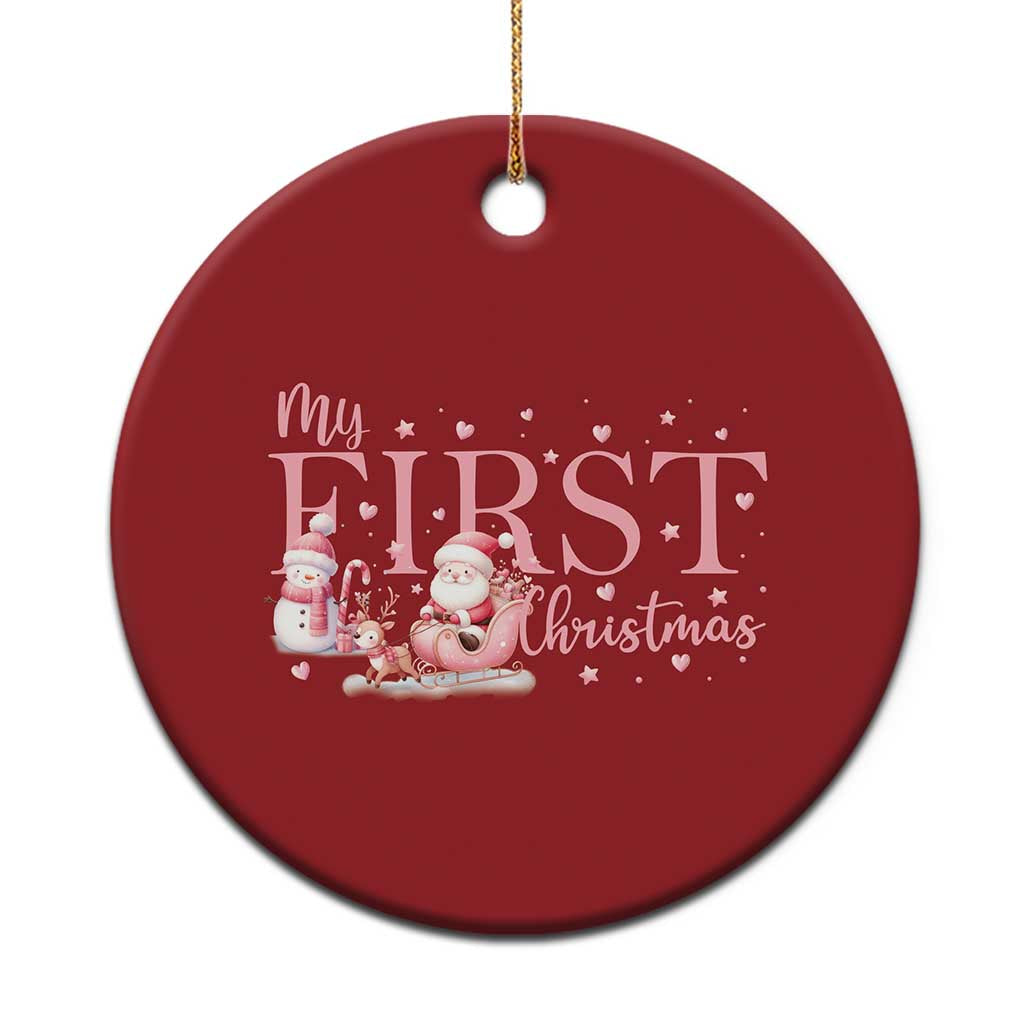 Cute First Xmas Christmas Ornament Pink Santa Snowman - Wonder Print Shop