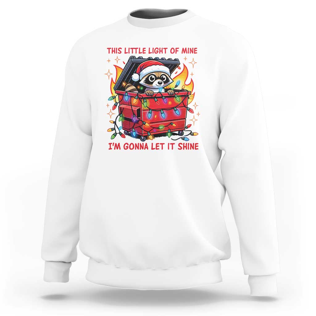 White Christmas sweatshirt with panda graphic holding a present and red holiday slogan print