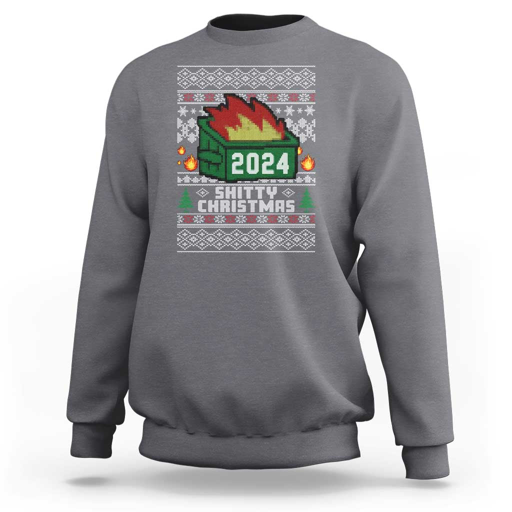 Charcoal gray crewneck sweatshirt with 2024 holiday graphic and Christmas tree design