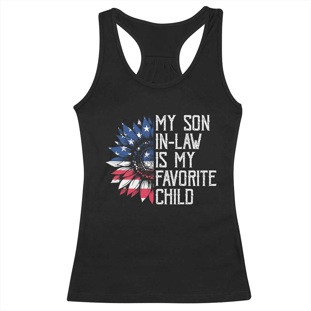 Funny My Son In Law Is My Favorite Child Racerback Tank Top American Flag Sunflower