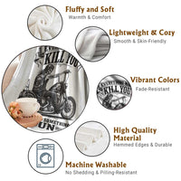 Skeleton Biker Vintage Motorcycle Graphic Throw Blanket Everything Will Kill You So Choose Something Fun