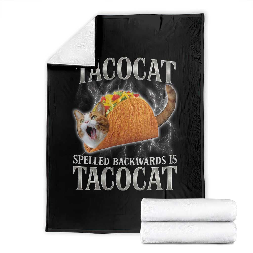 Tacocat Spelled Backwards Is Tacocat Throw Blanket Funny Cat Gift 90s Bootleg - Wonder Print Shop