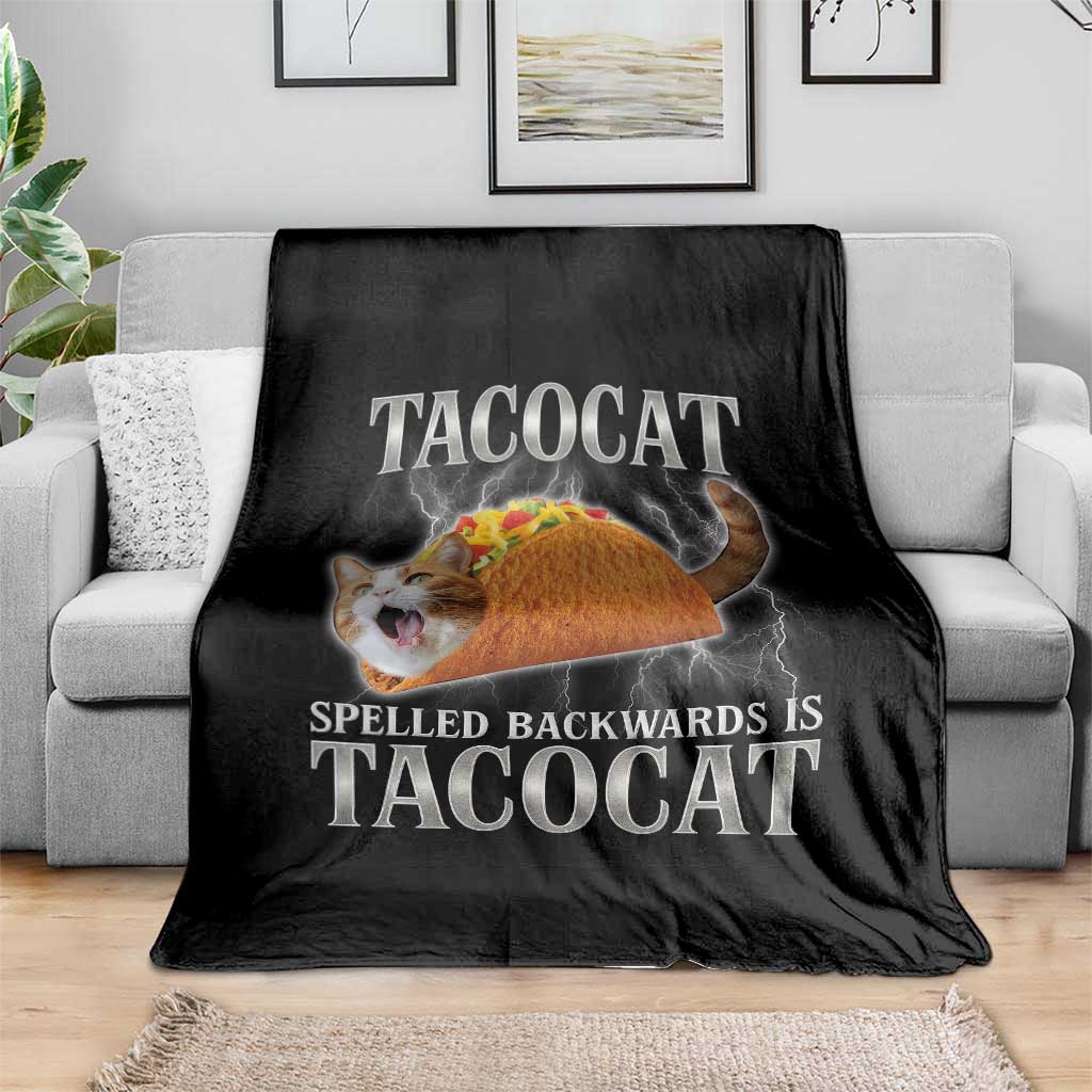 Tacocat Spelled Backwards Is Tacocat Throw Blanket Funny Cat Gift 90s Bootleg - Wonder Print Shop