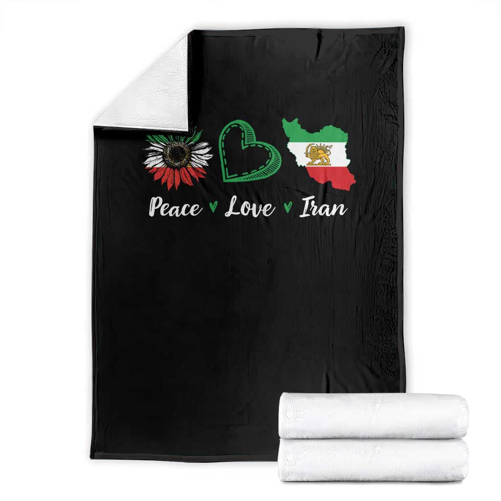 Peace Love Iran Throw Blanket Sunflower Flag