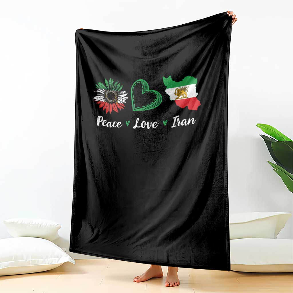 Peace Love Iran Throw Blanket Sunflower Flag