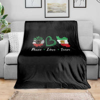 Peace Love Iran Throw Blanket Sunflower Flag