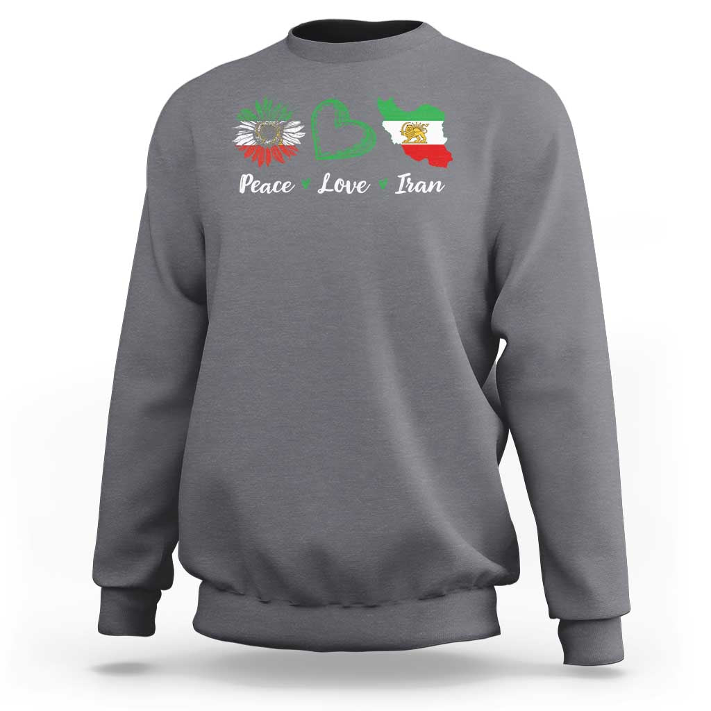 Peace Love Iran Sweatshirt Sunflower Flag