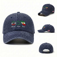 Peace Love Iran Washed Cotton Baseball Cap Sunflower Flag