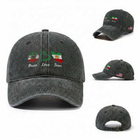 Peace Love Iran Washed Cotton Baseball Cap Sunflower Flag