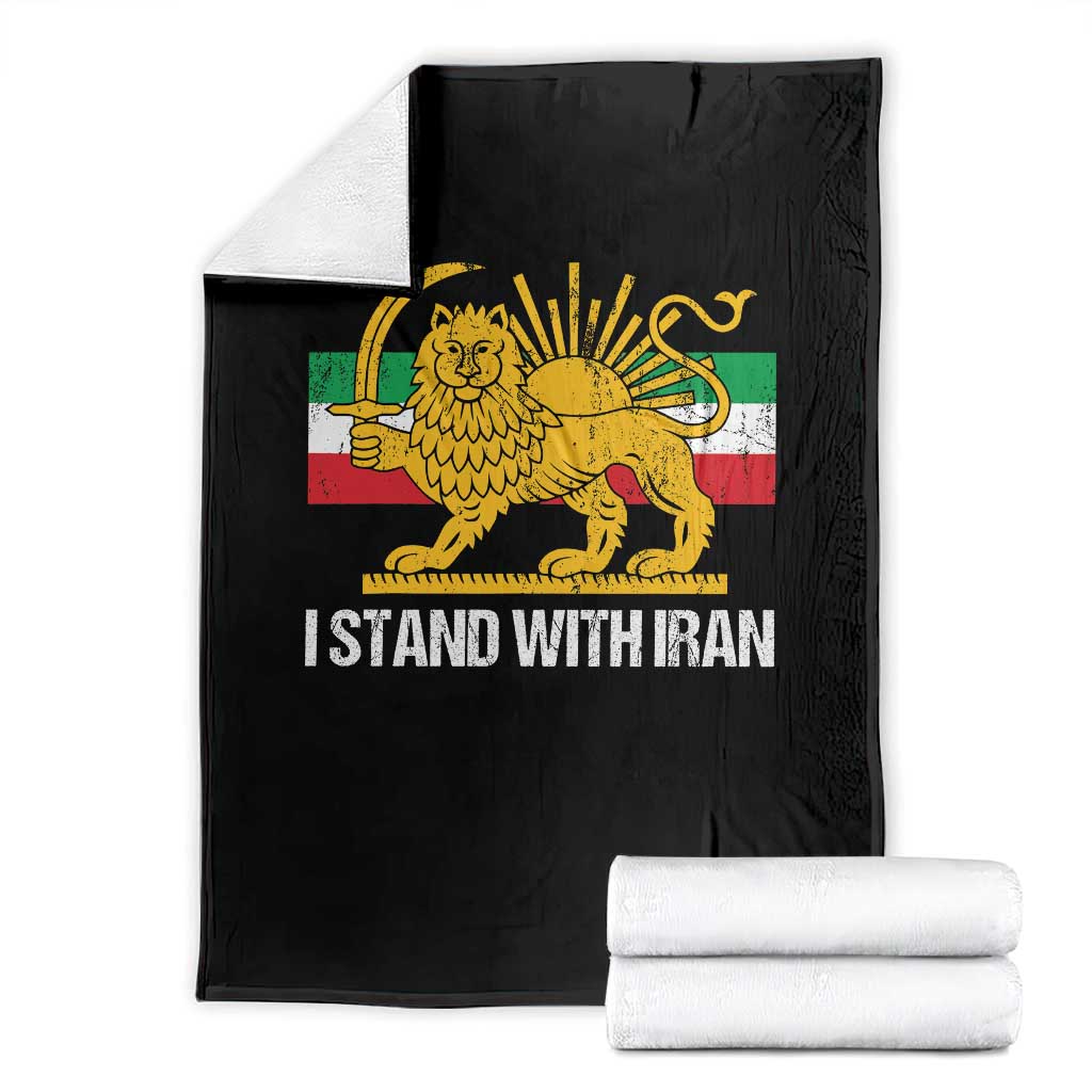 I Stand With Iran Throw Blanket Shir o Khorshid Lion And Sun Iran Persia