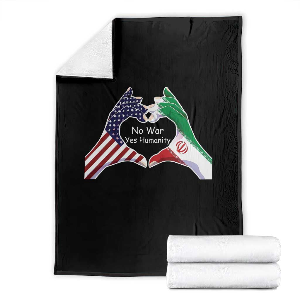 Iran Throw Blanket No War Yes Hummanity Persian American Flag Heart Political Statement