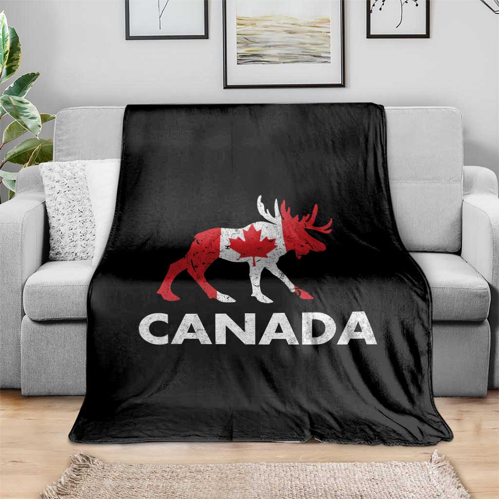 Canada Moose Maple Leaf Throw Blanket Canadian Pride