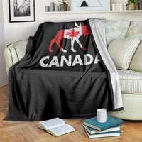 Canada Moose Maple Leaf Throw Blanket Canadian Pride