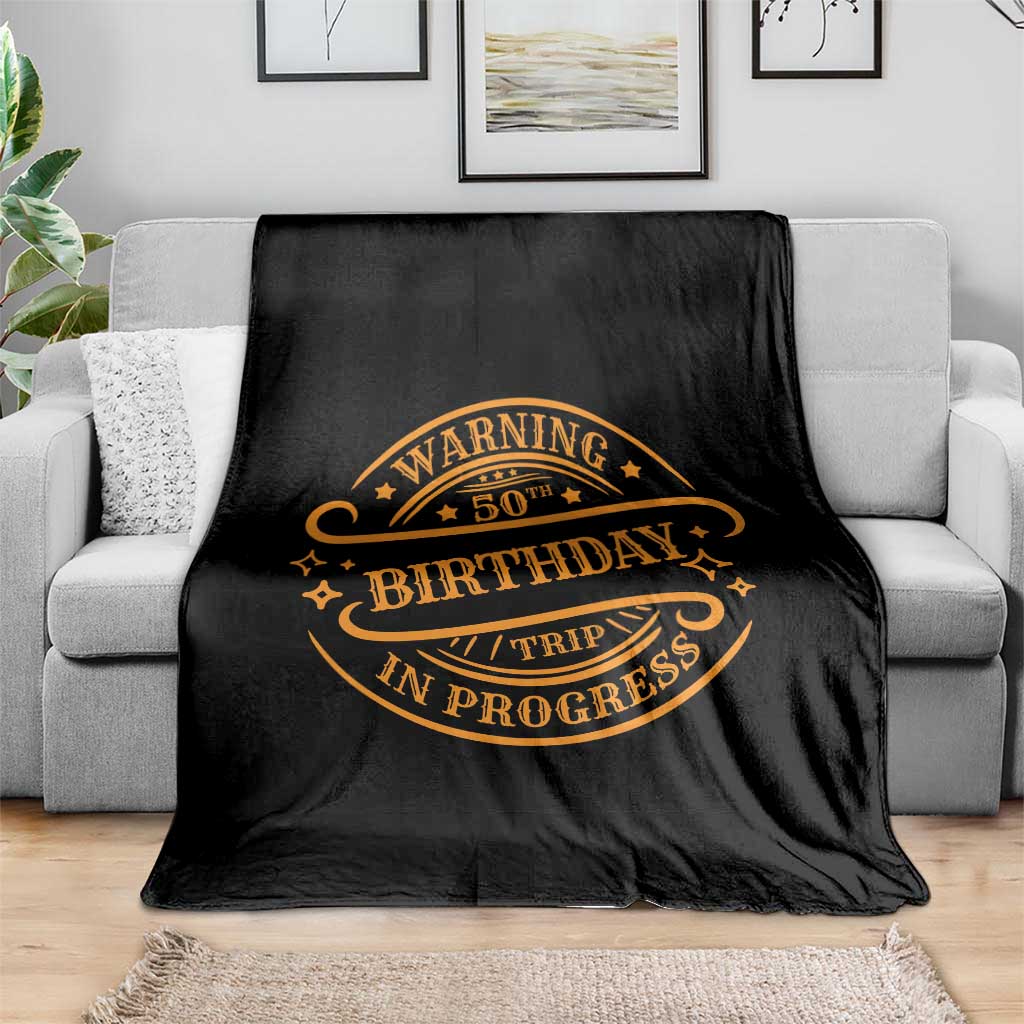 50th Birthday Trip Throw Blanket Retro Funny Milestone Vacation - Wonder Print Shop