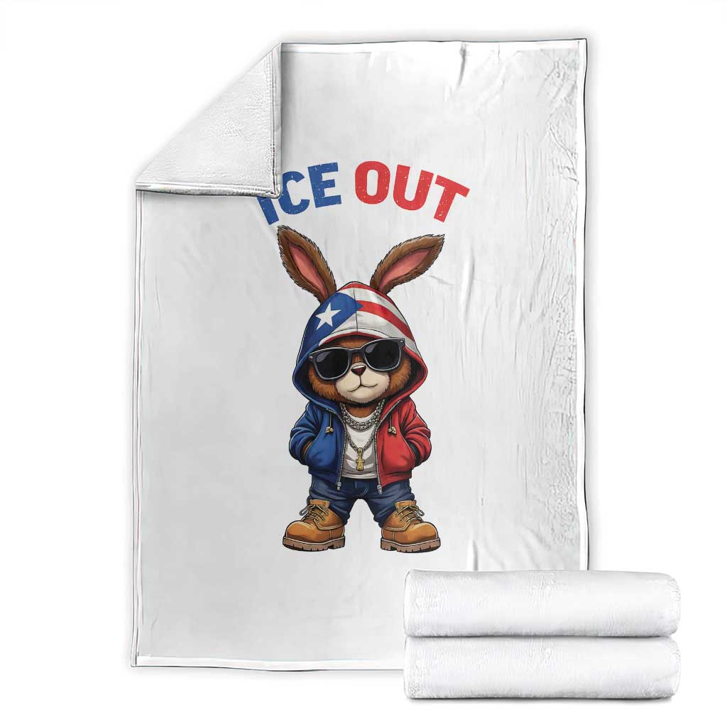 Cool Bunny Ice Out Throw Blanket Puerto Rican Flag Hoodie Outfit Vibes Boricua