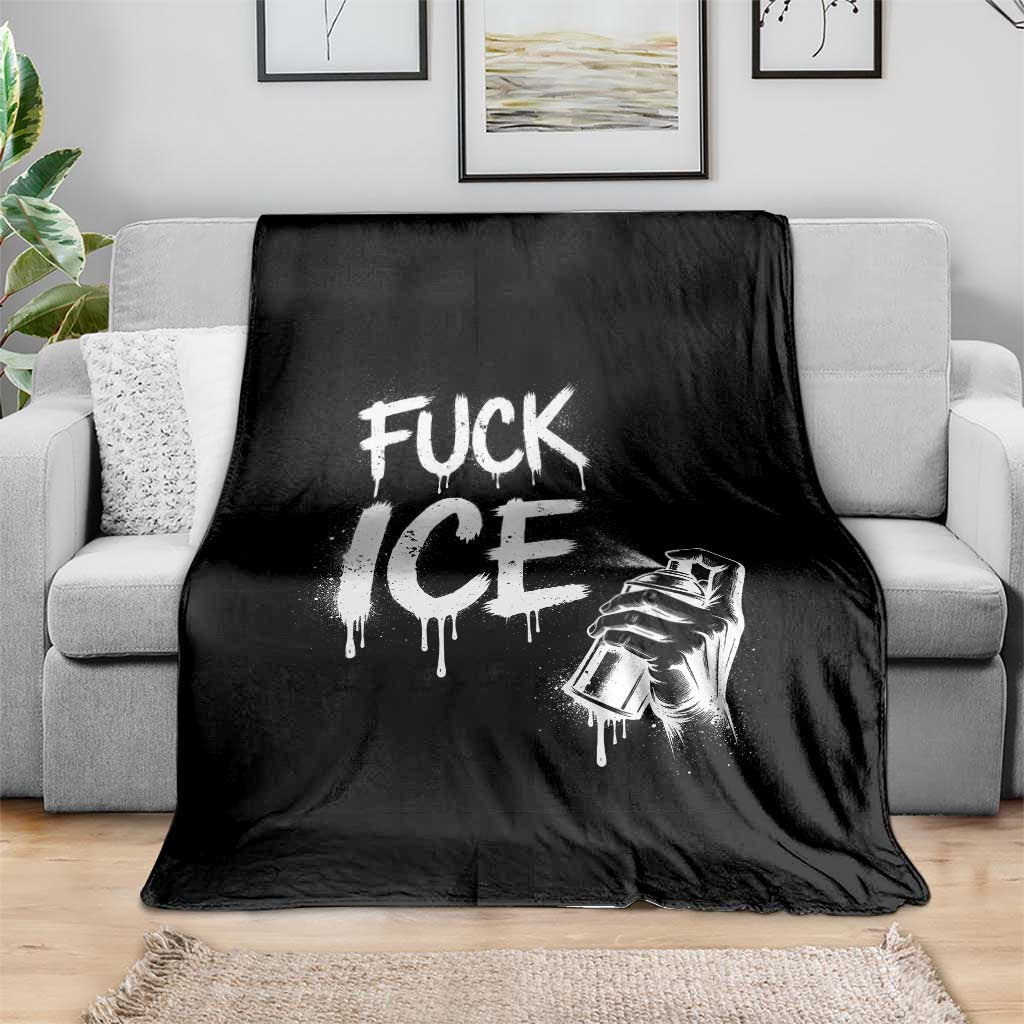 Fck Ice Throw Blanket Vintage Graffiti No Human is Illegal