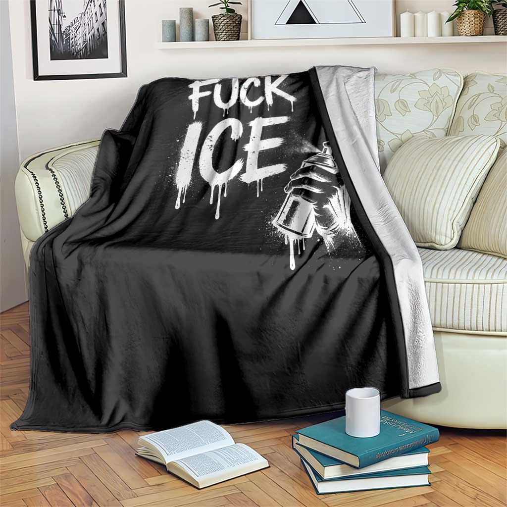 Fck Ice Throw Blanket Vintage Graffiti No Human is Illegal