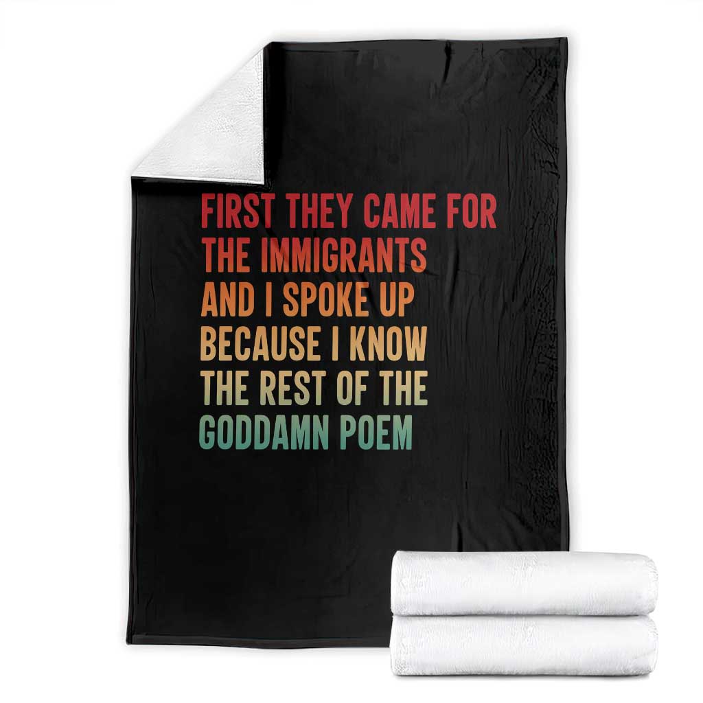 First They Came For The Immigrants Throw Blanket Retro Human Rights Protest