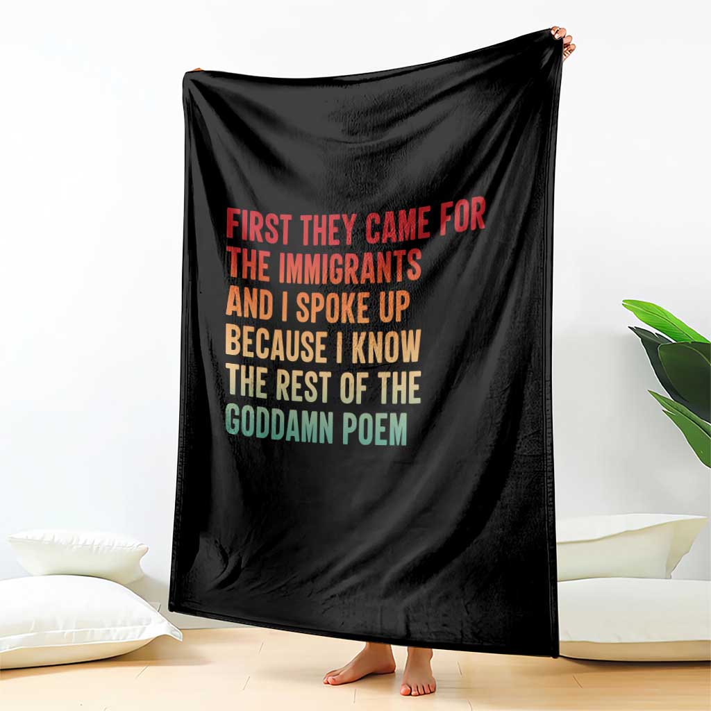 First They Came For The Immigrants Throw Blanket Retro Human Rights Protest