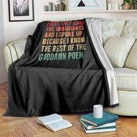 First They Came For The Immigrants Throw Blanket Retro Human Rights Protest
