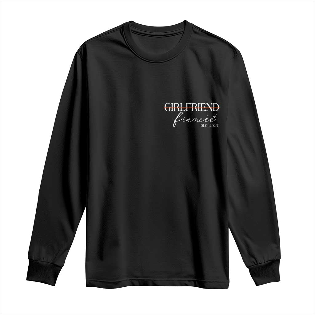 Personalized Fiancee Long Sleeve Shirt Custom Date Girlfriend Engagement Gifts Future Mr and Mrs