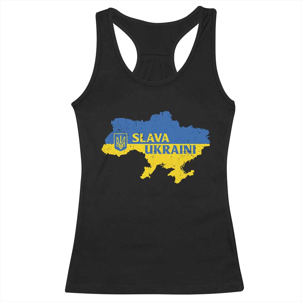 Slava Ukraini Racerback Tank Top Ukrainian Ukraine Flag Pride