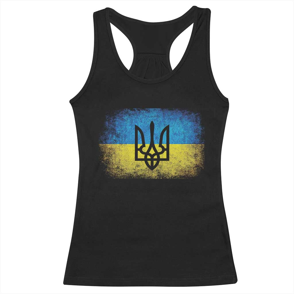 Vintage Ukraine Ukrainian Flag Racerback Tank Top Ukrainians Gifts