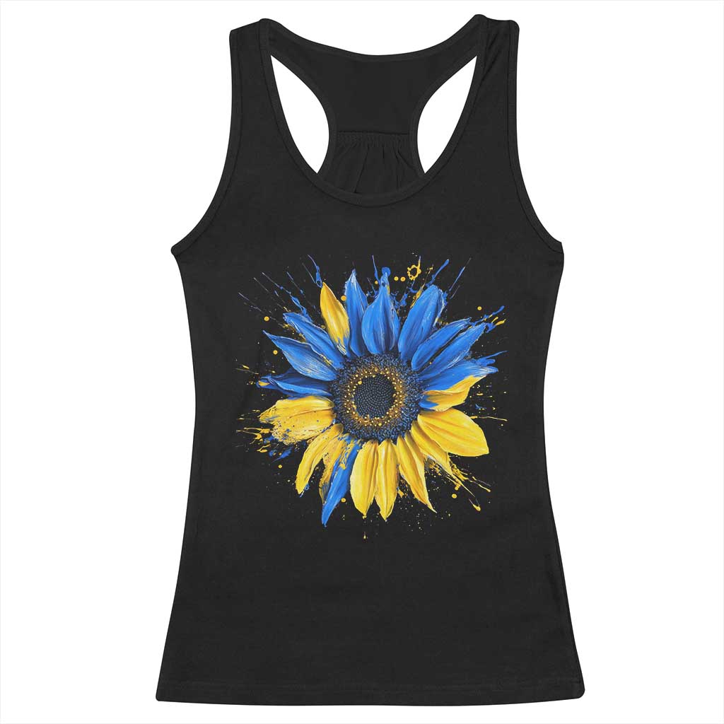 Sunflower Ukraine Flag Racerback Tank Top Patriot Patriotic Ukraine Ukrainian National Flag