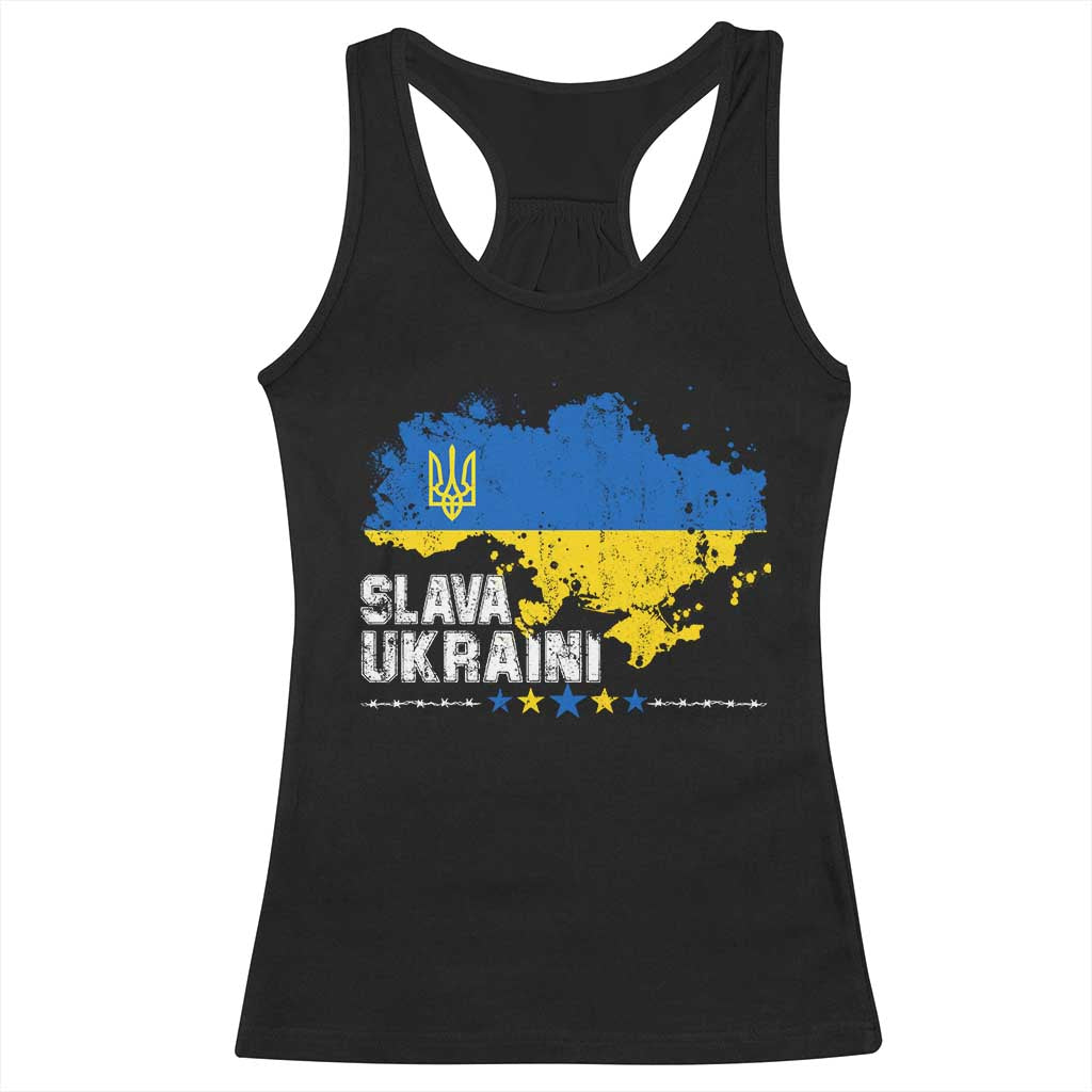 Slava Ukraini Ukraine Flag Racerback Tank Top Patriot Patriotic Ukrainian National Flag