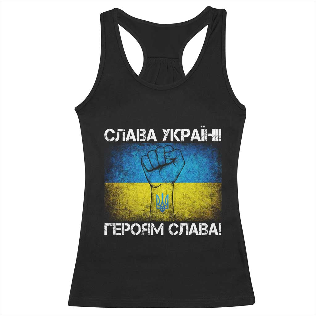 Ukraine Flag Racerback Tank Top Glory to the Heroes Ukrainian Patriot Patriotic