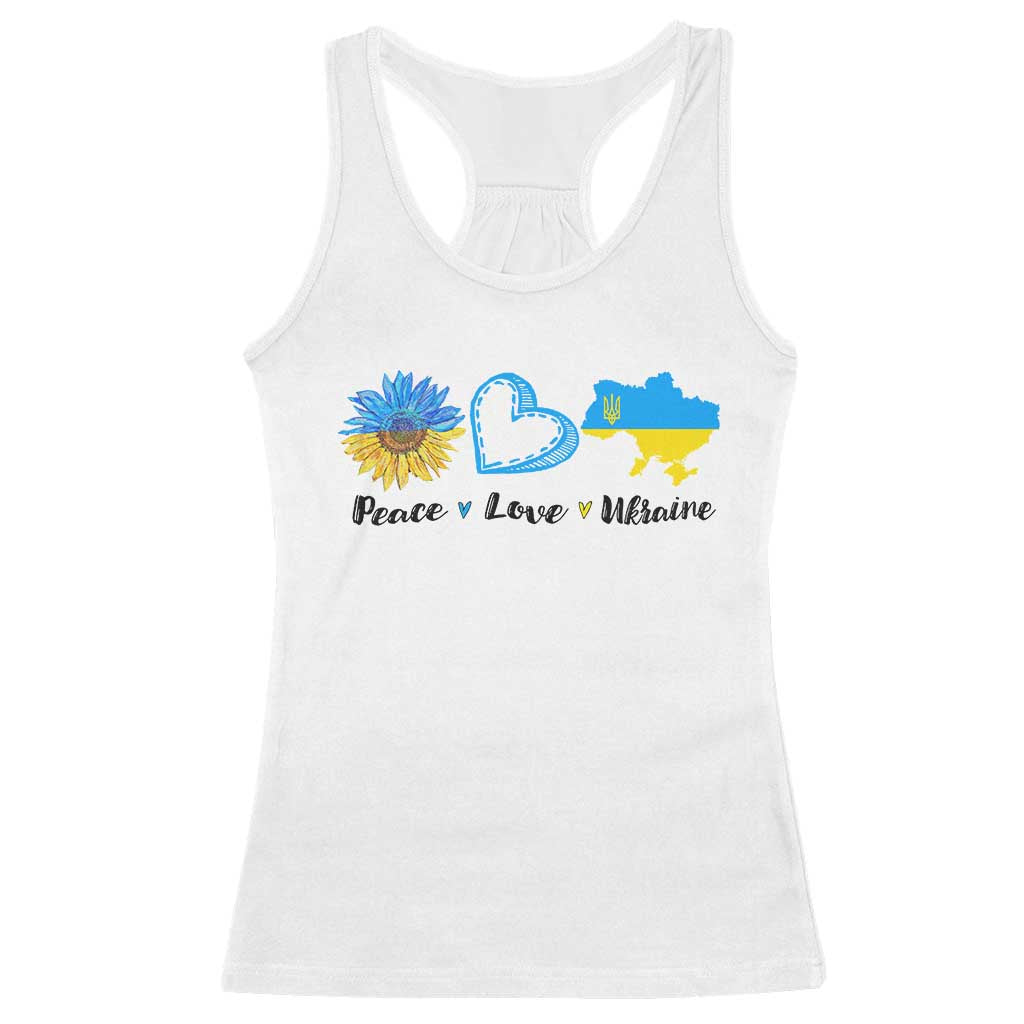 Peace Love Ukraine Sunflower Flag Racerback Tank Top