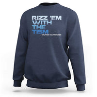 Navy sweatshirt with RIZZ 'EM WITH THE TISM graphic
