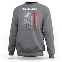 Isaiah 43 2 Firefighter Sweatshirt Fireman Prayer Cross Bible Verse American Flag - Wonder Print Shop